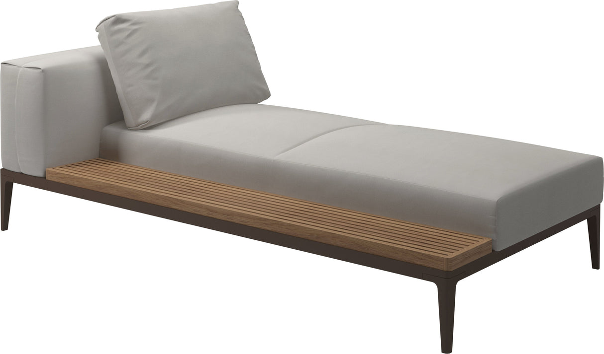 Gloster Grid Left / Right Chaise Unit - Teak Platform Java Grade B (WR) Blend Linen 0146