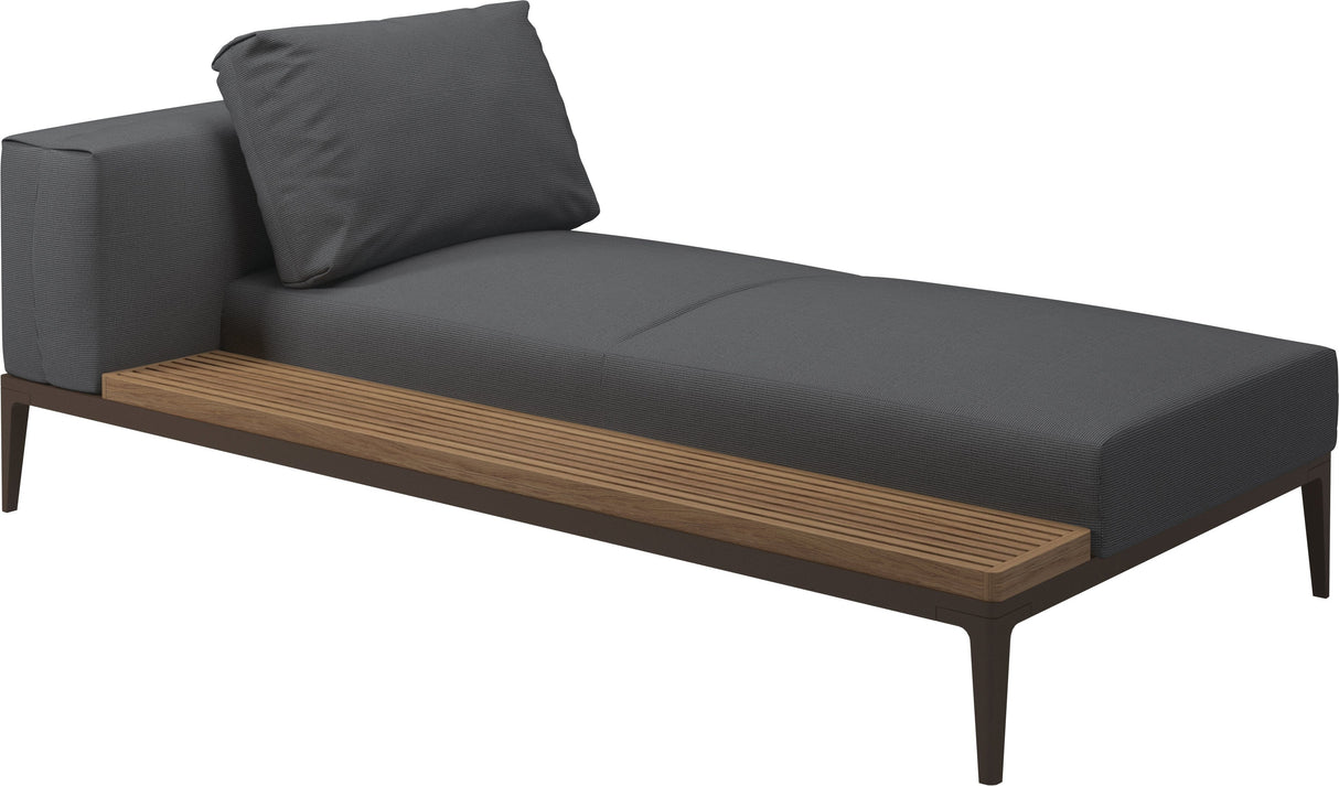Gloster Grid Left / Right Chaise Unit - Teak Platform Java Grade B (WR) Cameron Anthracite 0001