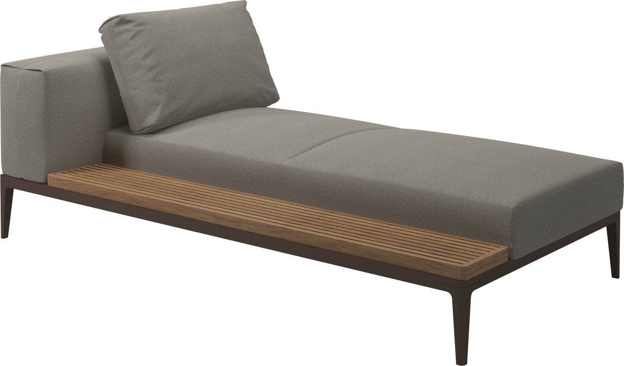 Gloster Grid Left / Right Chaise Unit - Teak Platform Java Grade C (OP) Robben Grey 0085