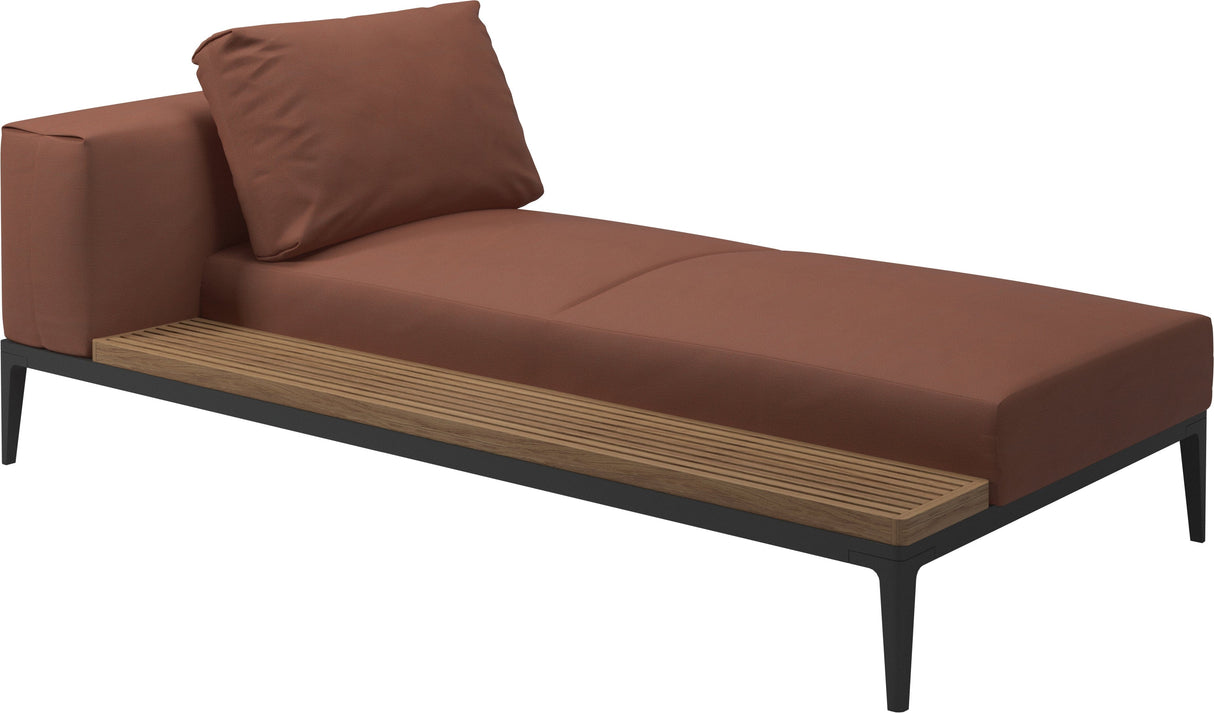 Gloster Grid Left / Right Chaise Unit - Teak Platform Meteor Grade B (WR) Blend Clay 0143