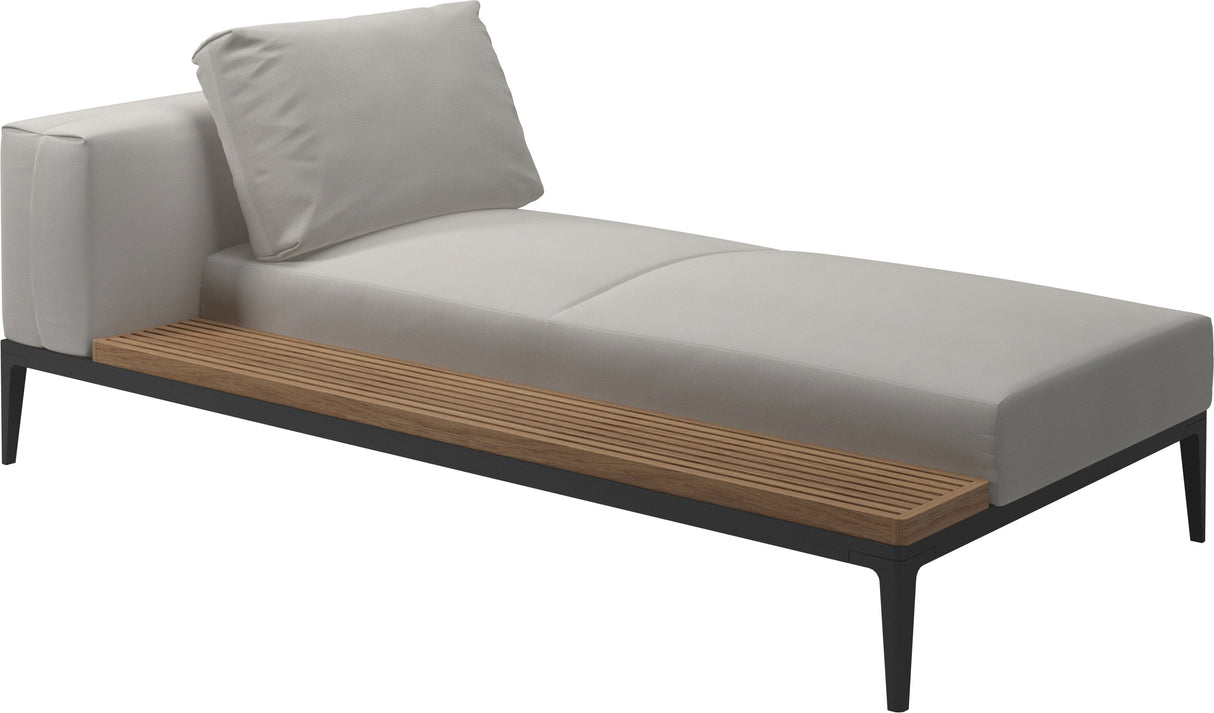 Gloster Grid Left / Right Chaise Unit - Teak Platform Meteor Grade B (WR) Blend Linen 0146