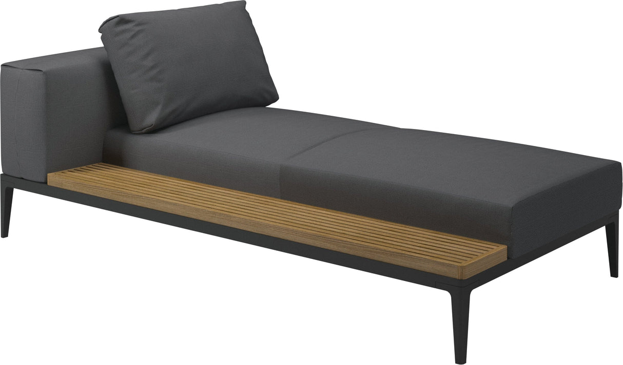 Gloster Grid Left / Right Chaise Unit - Teak Platform Meteor Grade B (WR) Cameron Anthracite 0001