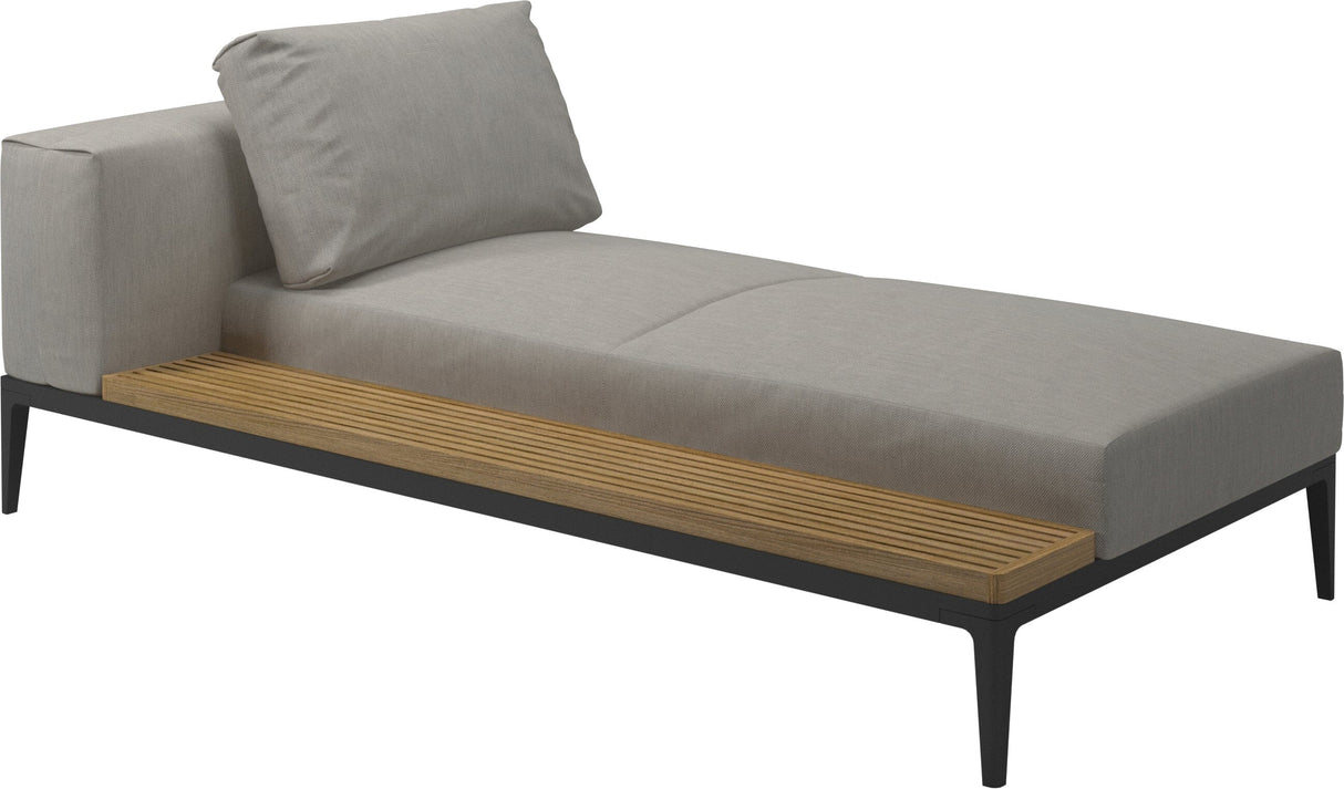 Gloster Grid Left / Right Chaise Unit - Teak Platform Meteor Grade C (OP) Robben Grey 0085