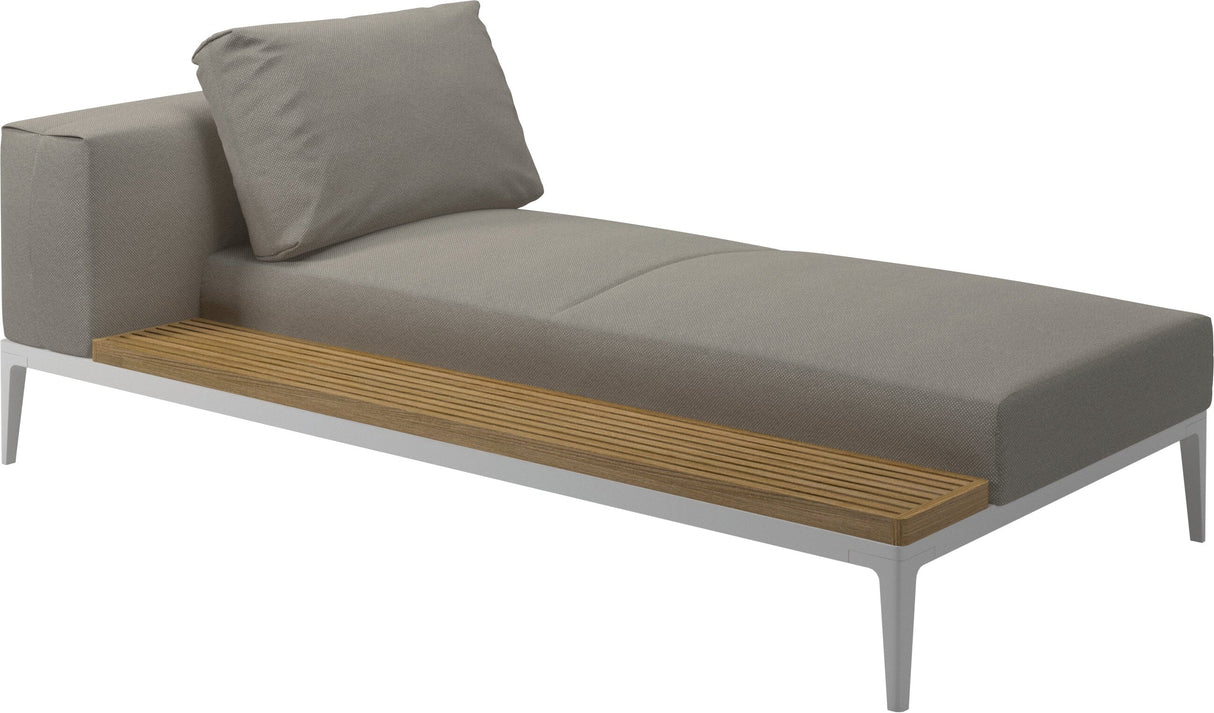 Gloster Grid Left / Right Chaise Unit - Teak Platform White Grade C (OP) Robben Grey 0085
