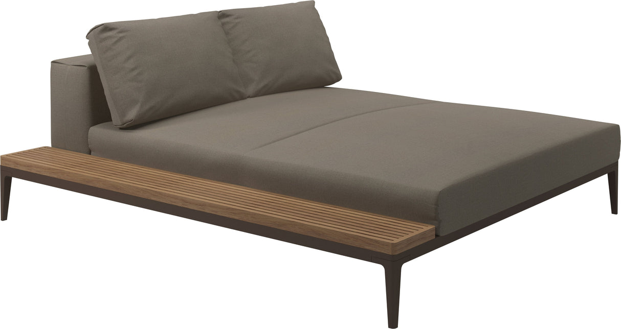 Gloster Grid Left / Right Chill Chaise Unit - Teak Platform Java Grade B (WR) Blend Latte 0203