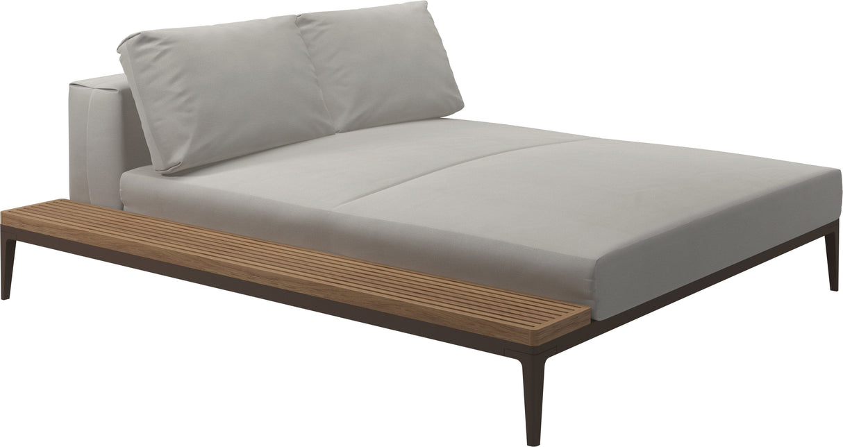 Gloster Grid Left / Right Chill Chaise Unit - Teak Platform Java Grade B (WR) Blend Linen 0146