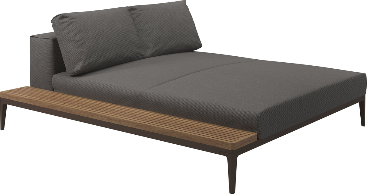 Gloster Grid Left / Right Chill Chaise Unit - Teak Platform Java Grade B (WR) Cameron Granite 0050