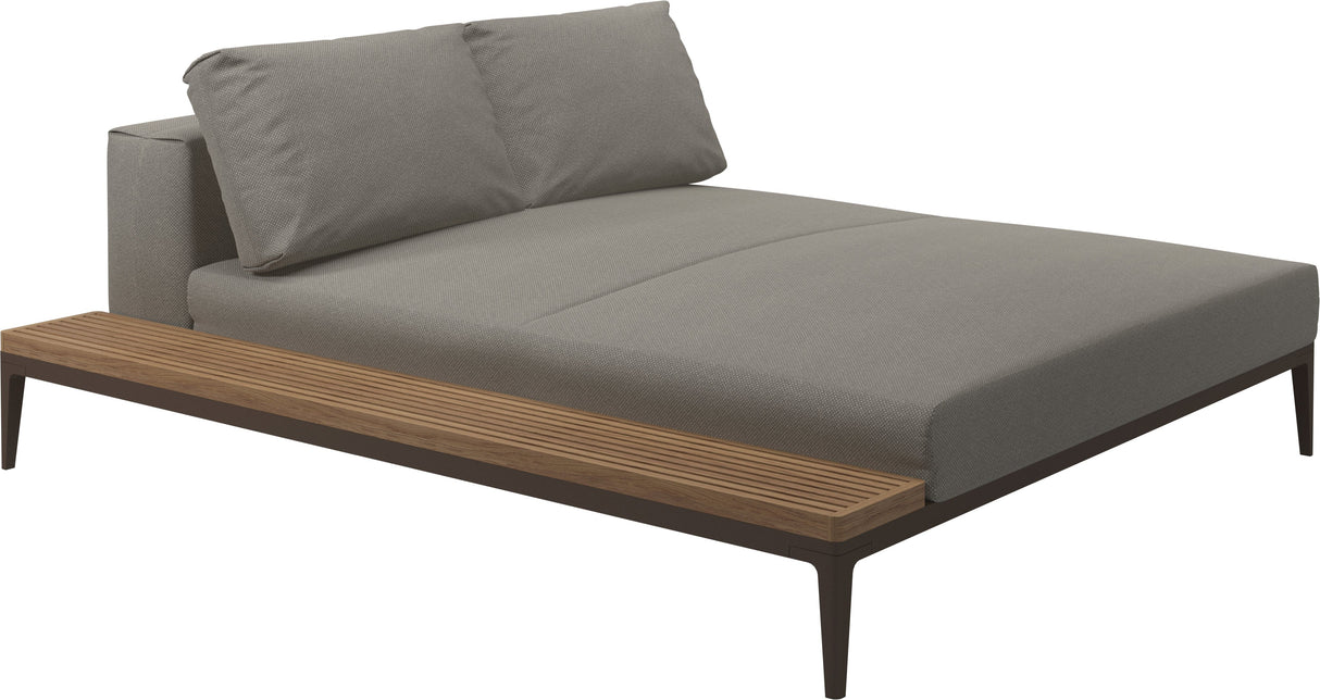 Gloster Grid Left / Right Chill Chaise Unit - Teak Platform Java Grade C (OP) Robben Grey 0085