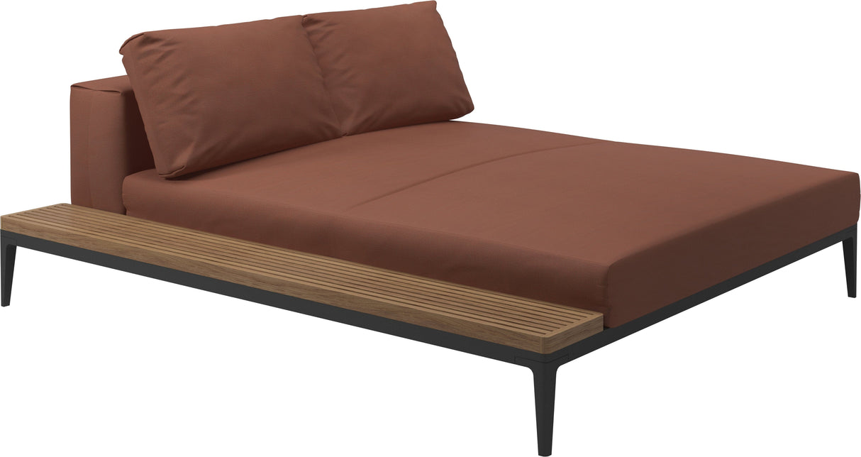 Gloster Grid Left / Right Chill Chaise Unit - Teak Platform Meteor Grade B (WR) Blend Clay 0143