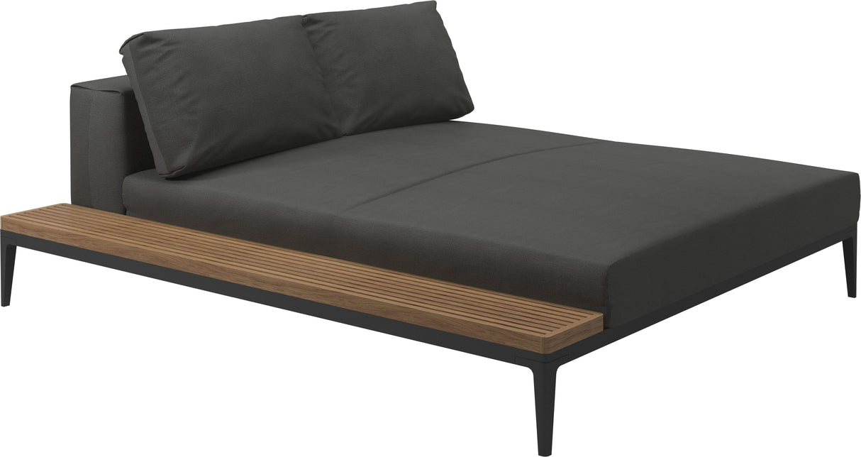 Gloster Grid Left / Right Chill Chaise Unit - Teak Platform Meteor Grade B (WR) Blend Coal 0144