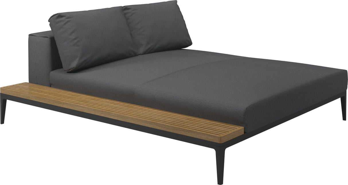 Gloster Grid Left / Right Chill Chaise Unit - Teak Platform Meteor Grade B (WR) Cameron Anthracite 0001