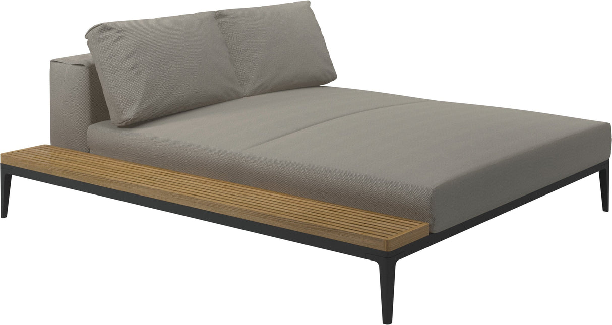 Gloster Grid Left / Right Chill Chaise Unit - Teak Platform Meteor Grade C (OP) Robben Grey 0085