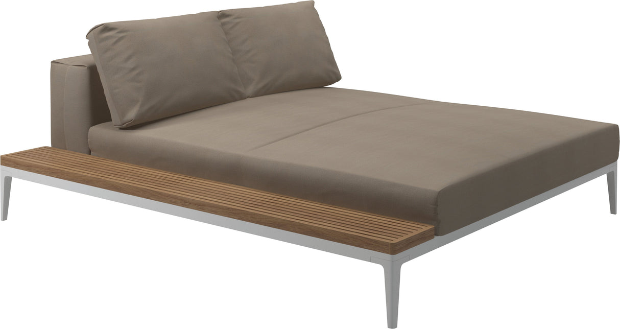 Gloster Grid Left / Right Chill Chaise Unit - Teak Platform White Grade B (WR) Blend Sand 0147