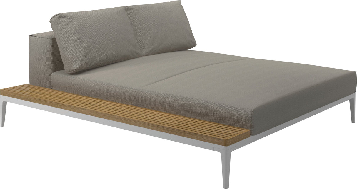 Gloster Grid Left / Right Chill Chaise Unit - Teak Platform White Grade C (OP) Robben Grey 0085