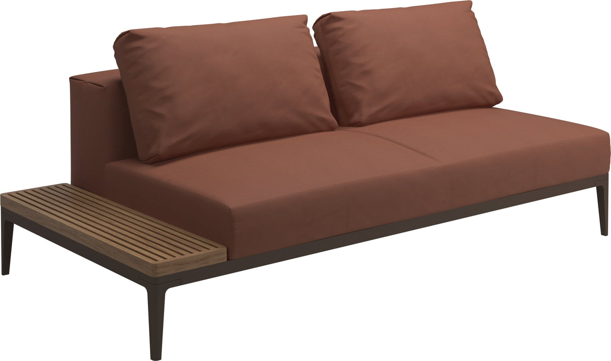 Gloster Grid Left / Right End Table Unit - Teak Platform Java Grade B (WR) Blend Clay 0143