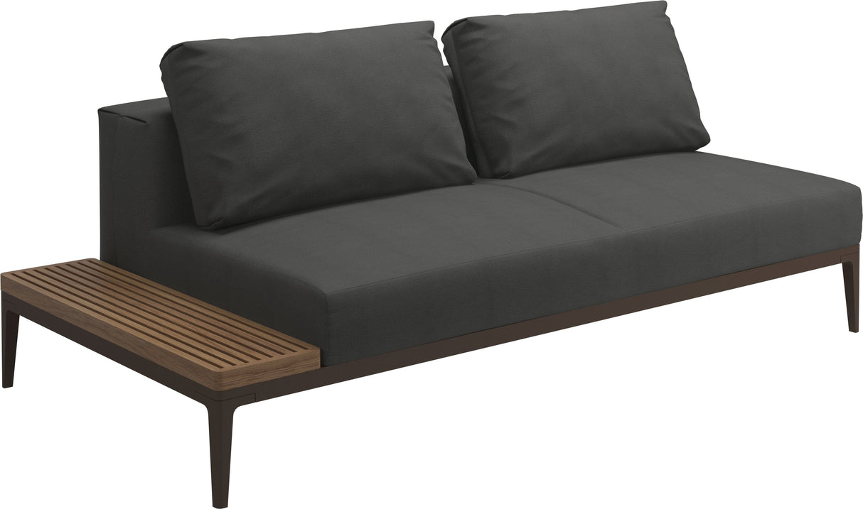 Gloster Grid Left / Right End Table Unit - Teak Platform Java Grade B (WR) Blend Coal 0144