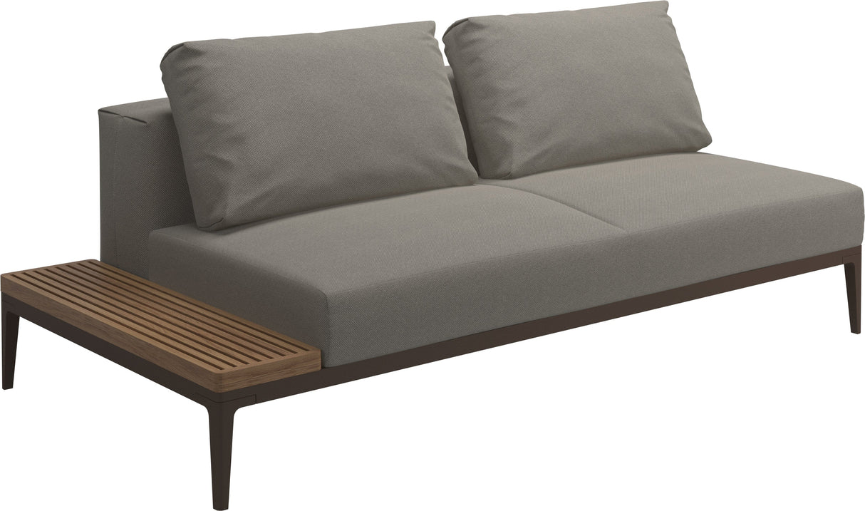 Gloster Grid Left / Right End Table Unit - Teak Platform Java Grade C (OP) Robben Grey 0085