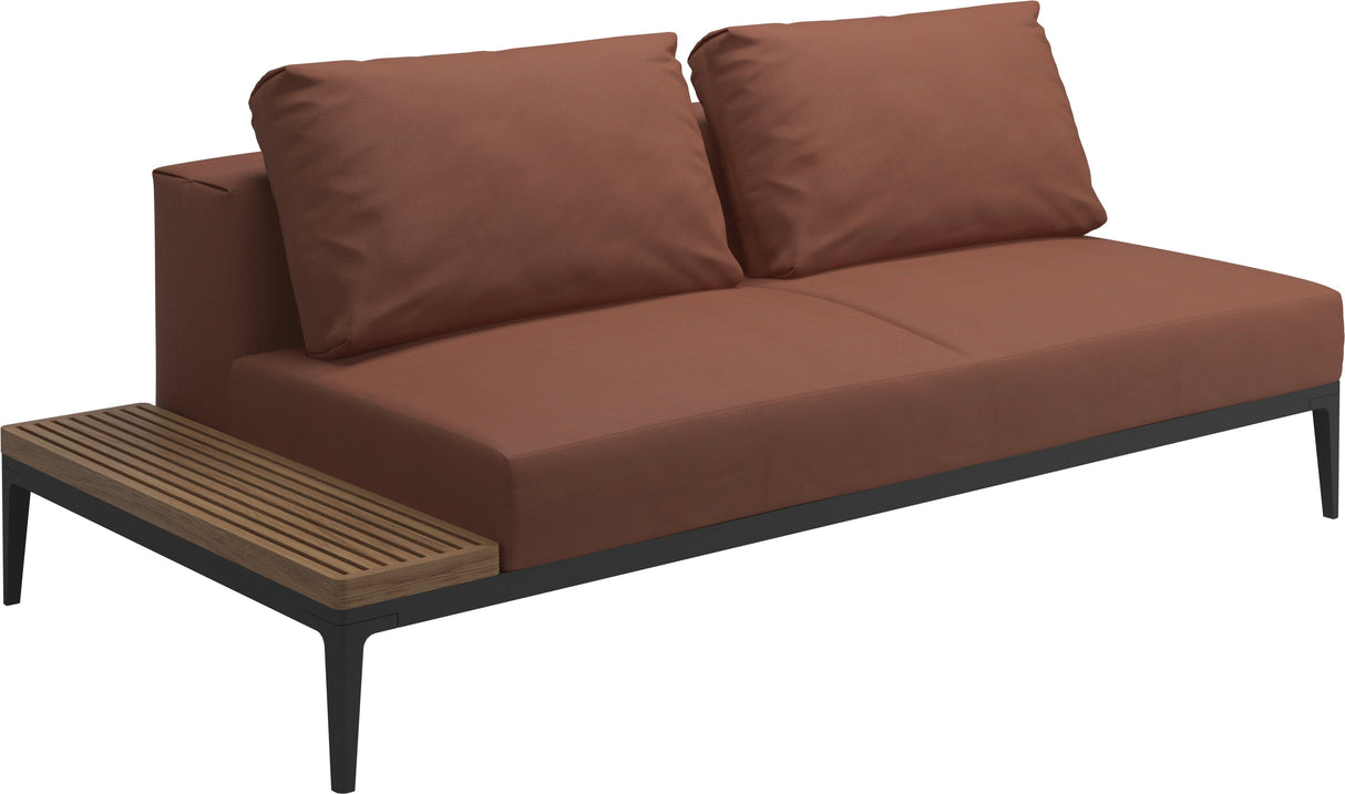 Gloster Grid Left / Right End Table Unit - Teak Platform Meteor Grade B (WR) Blend Clay 0143