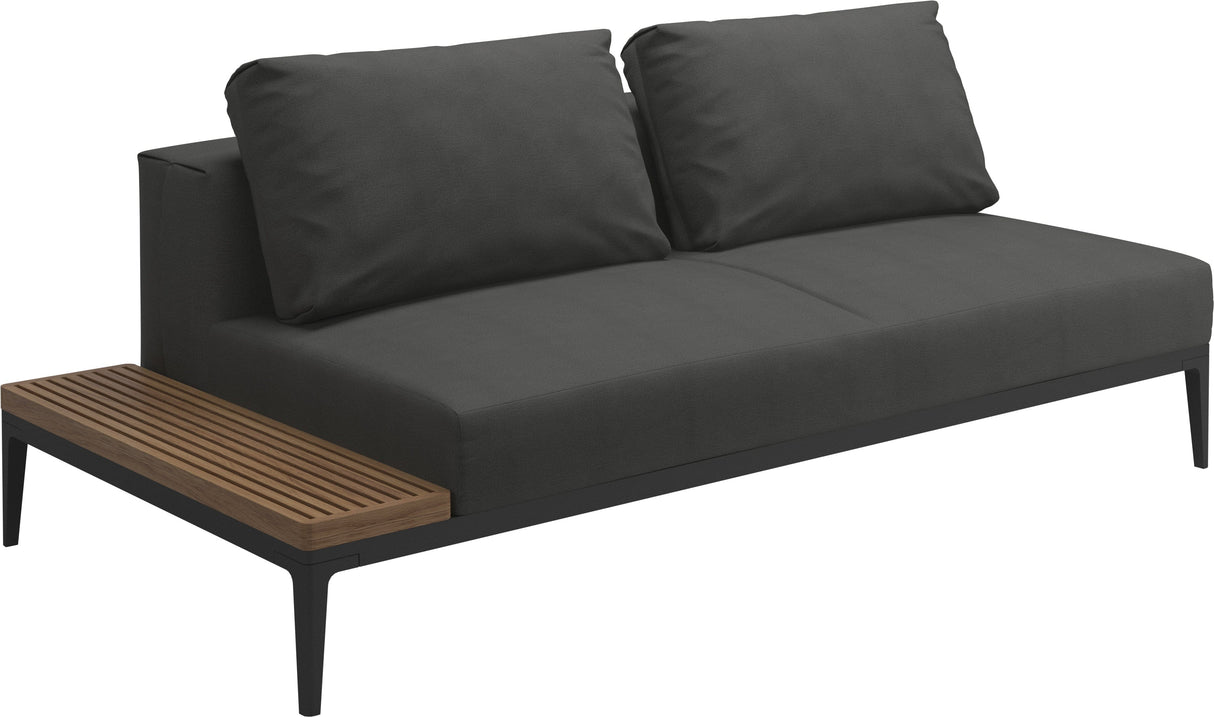 Gloster Grid Left / Right End Table Unit - Teak Platform Meteor Grade B (WR) Blend Coal 0144