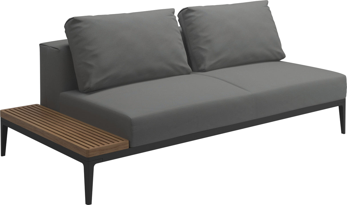 Gloster Grid Left / Right End Table Unit - Teak Platform Meteor Grade B (WR) Blend Fog 0145