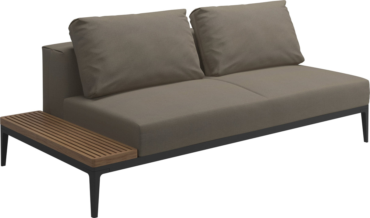 Gloster Grid Left / Right End Table Unit - Teak Platform Meteor Grade B (WR) Blend Latte 0203