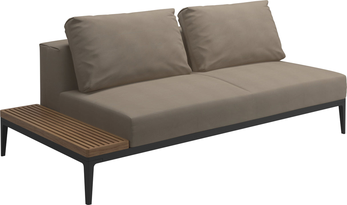 Gloster Grid Left / Right End Table Unit - Teak Platform Meteor Grade B (WR) Blend Sand 0147