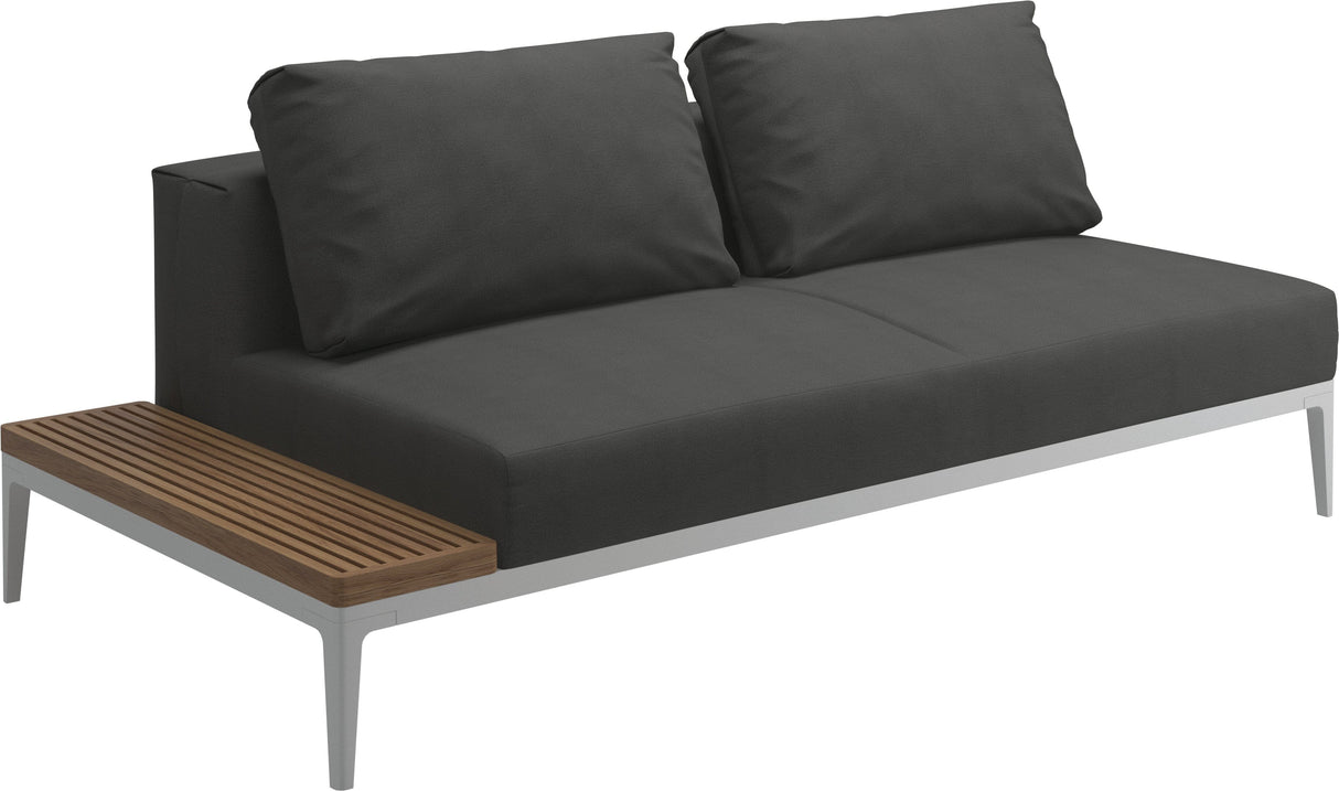 Gloster Grid Left / Right End Table Unit - Teak Platform White Grade B (WR) Blend Coal 0144