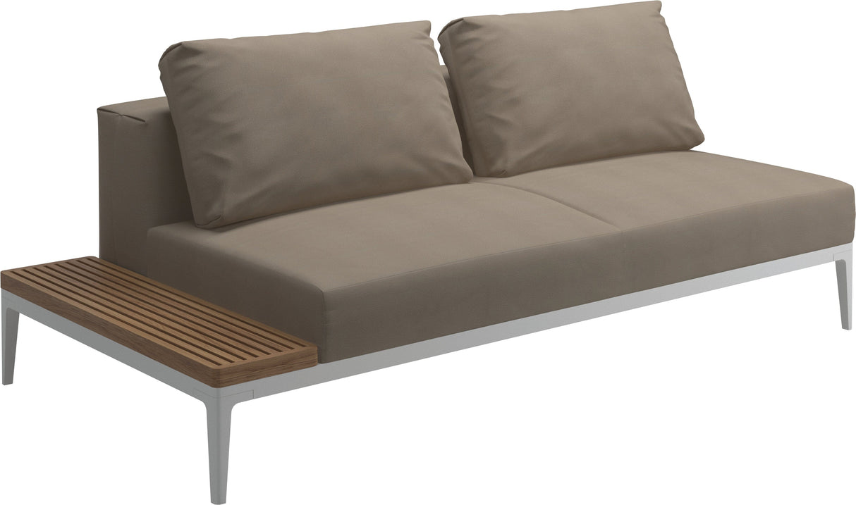 Gloster Grid Left / Right End Table Unit - Teak Platform White Grade B (WR) Blend Sand 0147