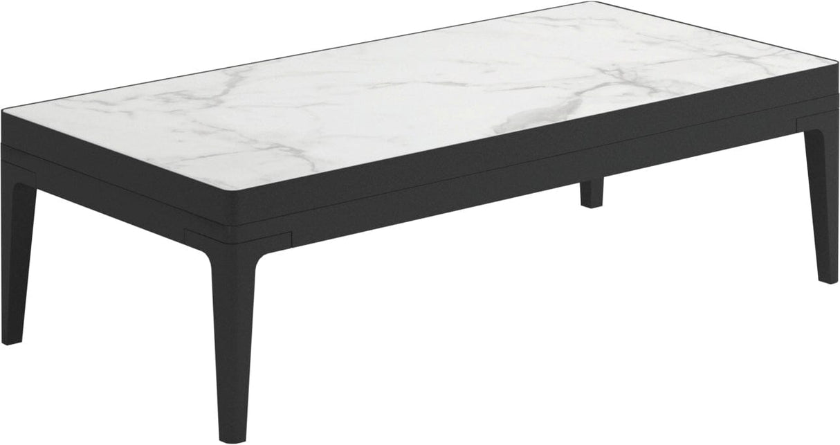 Gloster Grid Small Coffee Table - Table basse 103x50cm h:30cm - Ceramic Top Meteor / Bianco Ceramic Top