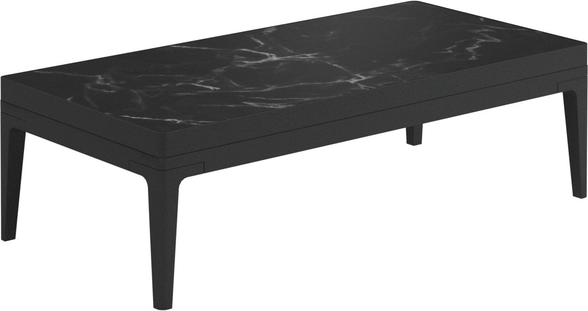 Gloster Grid Small Coffee Table - Table basse 103x50cm h:30cm - Ceramic Top Meteor / Nero Ceramic Top