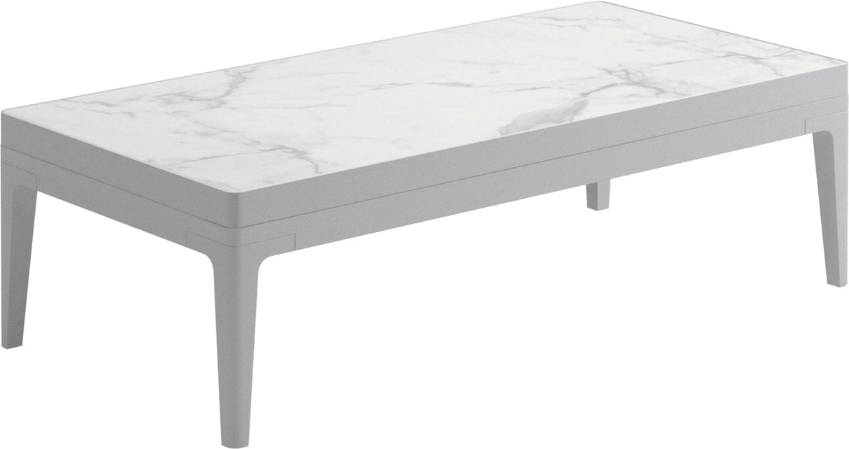 Gloster Grid Small Coffee Table - Table basse 103x50cm h:30cm - Ceramic Top White / Bianco Ceramic Top