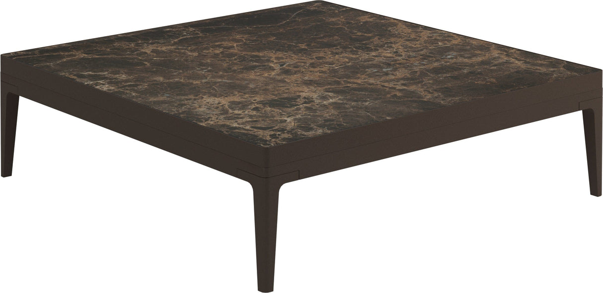 Gloster Grid Square Coffee Table - Table basse 103x103cm h:30cm - Ceramic Top Java / Emperor Ceramic Top