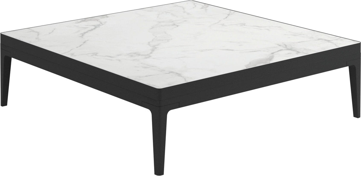 Gloster Grid Square Coffee Table - Table basse 103x103cm h:30cm - Ceramic Top Meteor / Bianco Ceramic Top