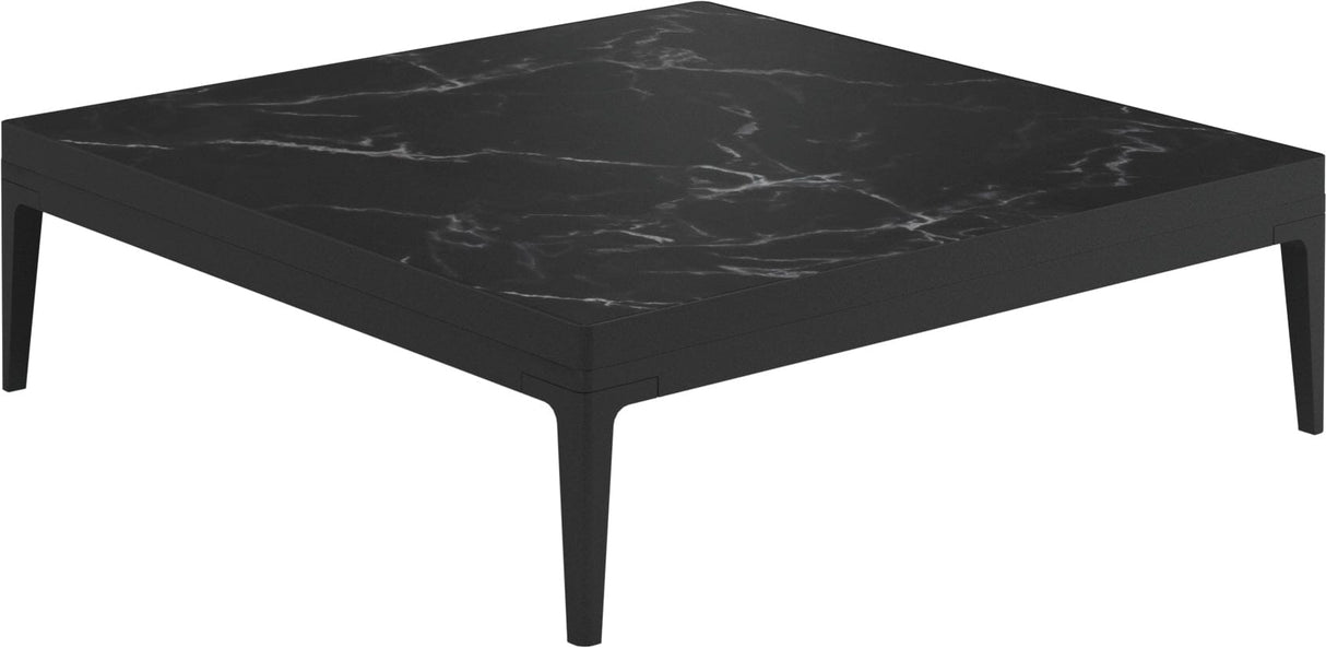 Gloster Grid Square Coffee Table - Table basse 103x103cm h:30cm - Ceramic Top Meteor / Nero Ceramic Top