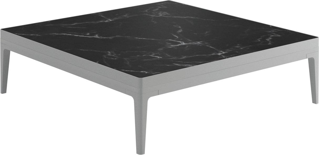 Gloster Grid Square Coffee Table - Table basse 103x103cm h:30cm - Ceramic Top White / Nero Ceramic Top