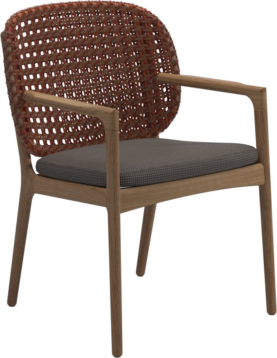 Gloster Kay Fauteuil repas avec accoudoirs Copper Grade C (OP) Robben Charcoal 0083