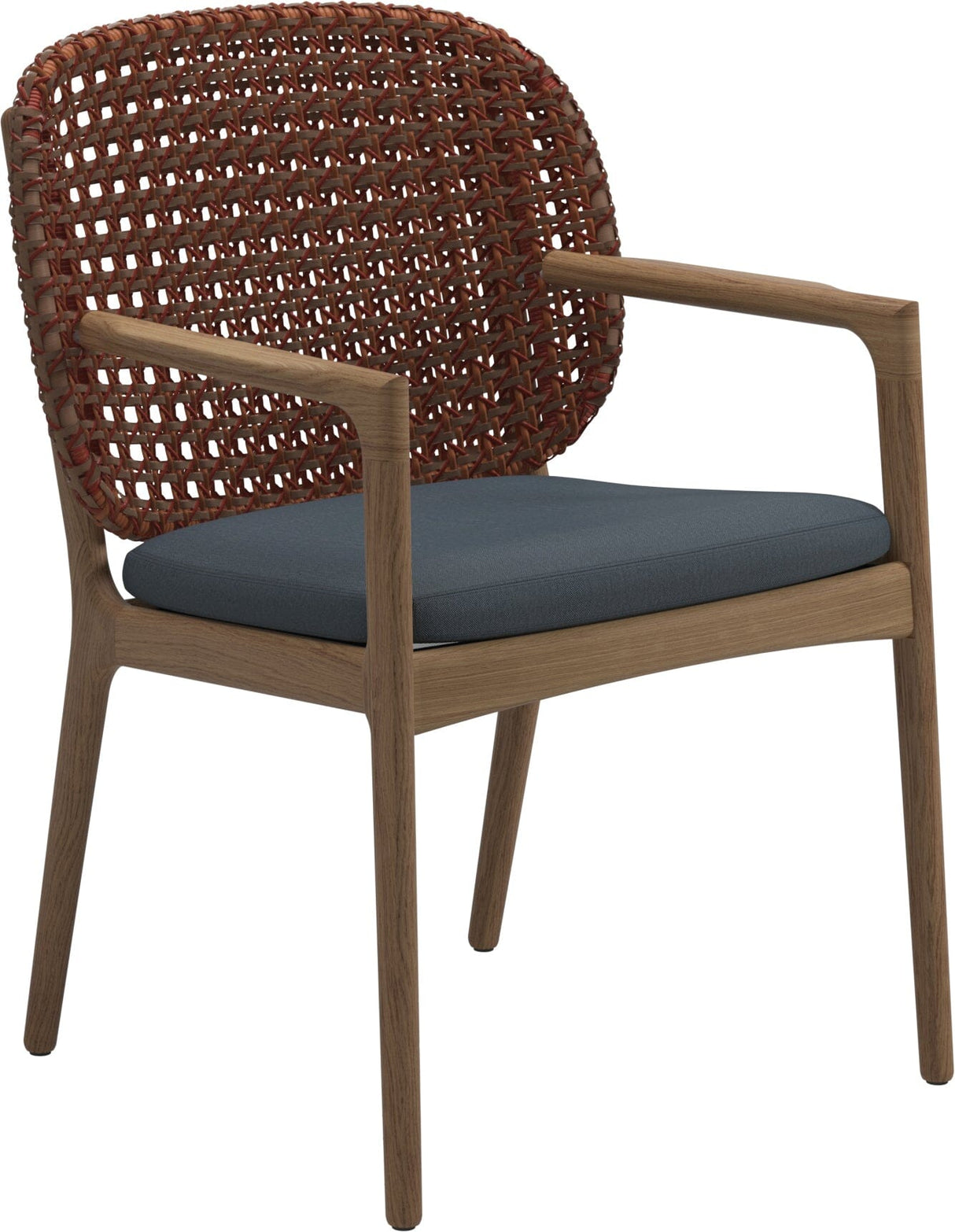 Gloster Kay Fauteuil repas avec accoudoirs Copper Grade D (ST) Tuck Denim 0157