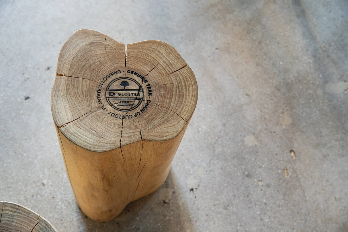 Gloster RAW Log Stool / Side Table Teak- Tronc d'arbre Ø20-35cm h:44.5cm