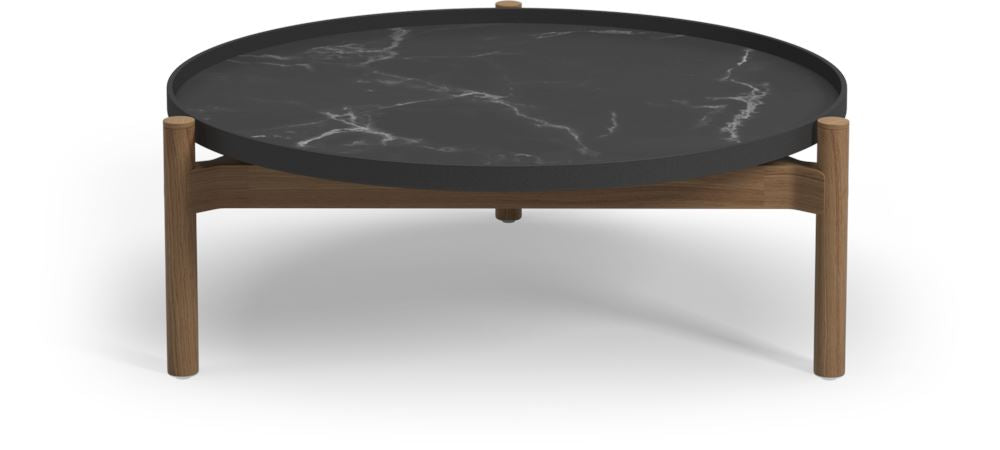 Gloster Sepal Coffee Table - Table basse ronde Ø83cm h:31cm Teak / Meteor / Nero Ceramic