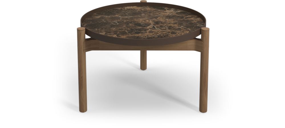 Gloster Sepal Side Table - Table basse ronde Ø60cm h:41cm Teak / Java / Emperor Ceramic