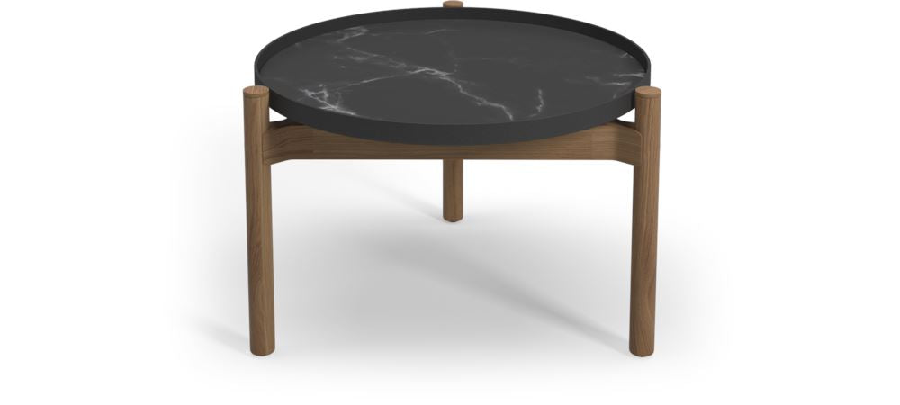 Gloster Sepal Side Table - Table basse ronde Ø60cm h:41cm Teak / Meteor / Nero Ceramic