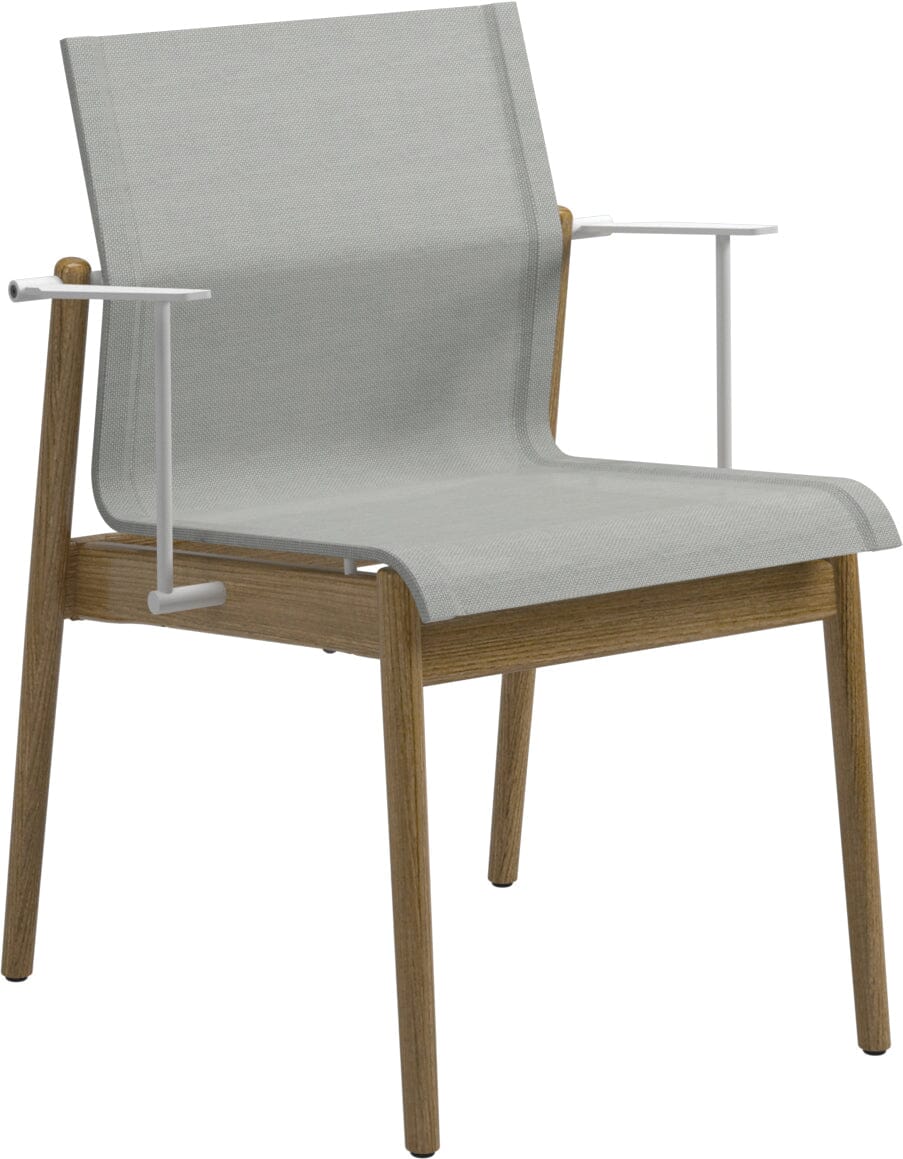 Gloster Sway Teak Fauteuil repas White / Seagull Sling
