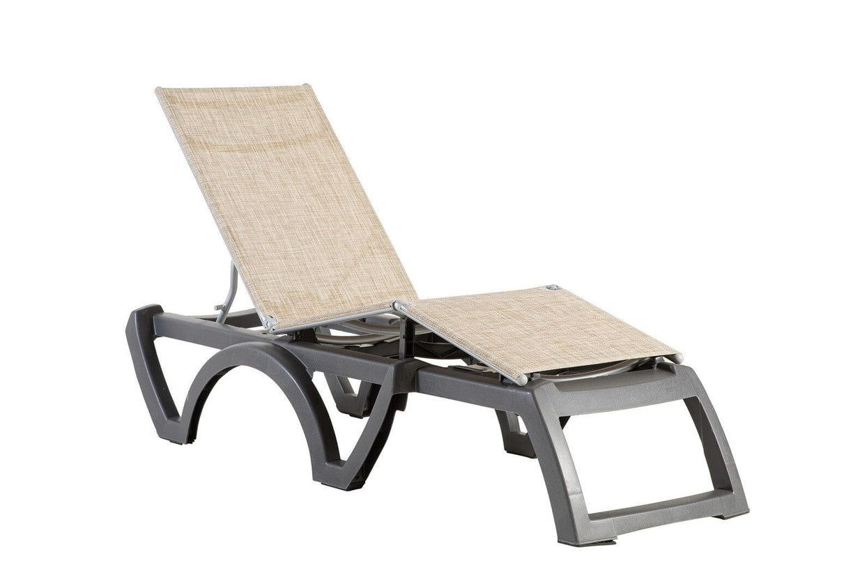 Grosfillex Bali Bain de soleil empilable Anthracite / T42 Straw