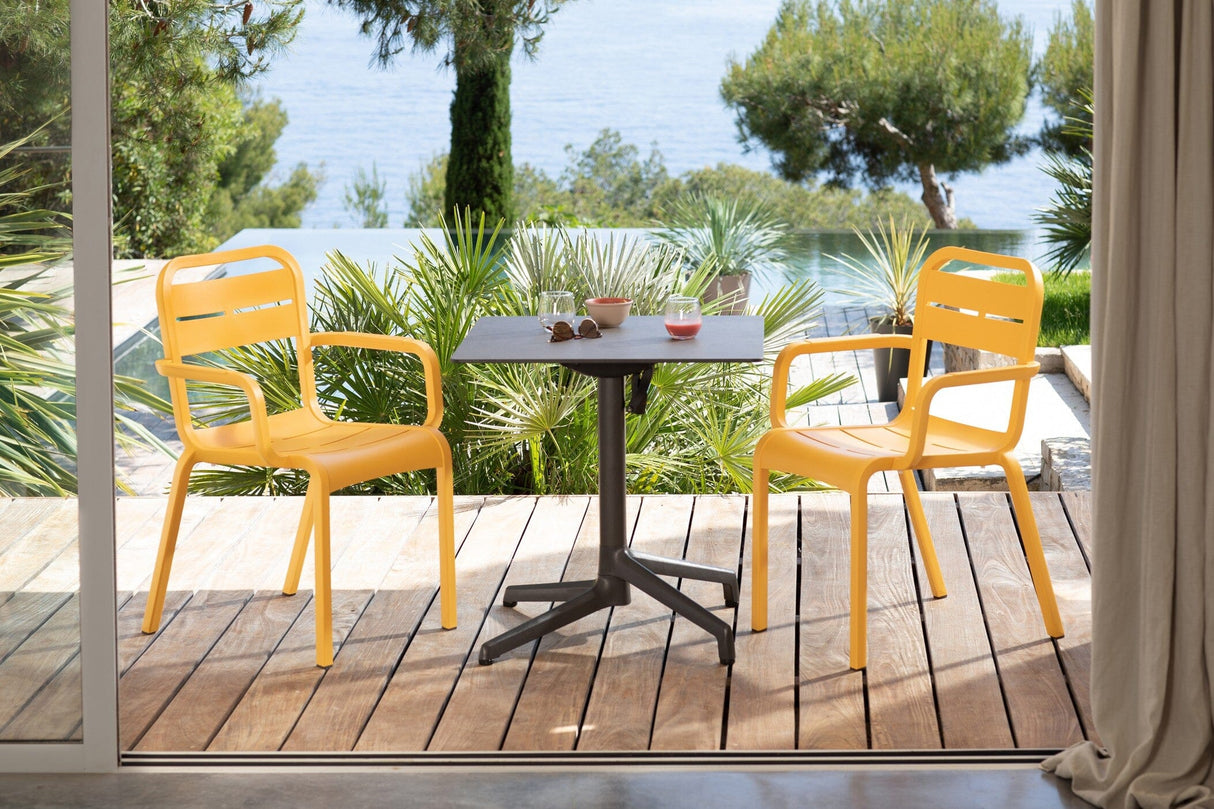 Grosfillex Cannes GX2.0 Pied Bistro résine synthétique central rabattable et encastrable