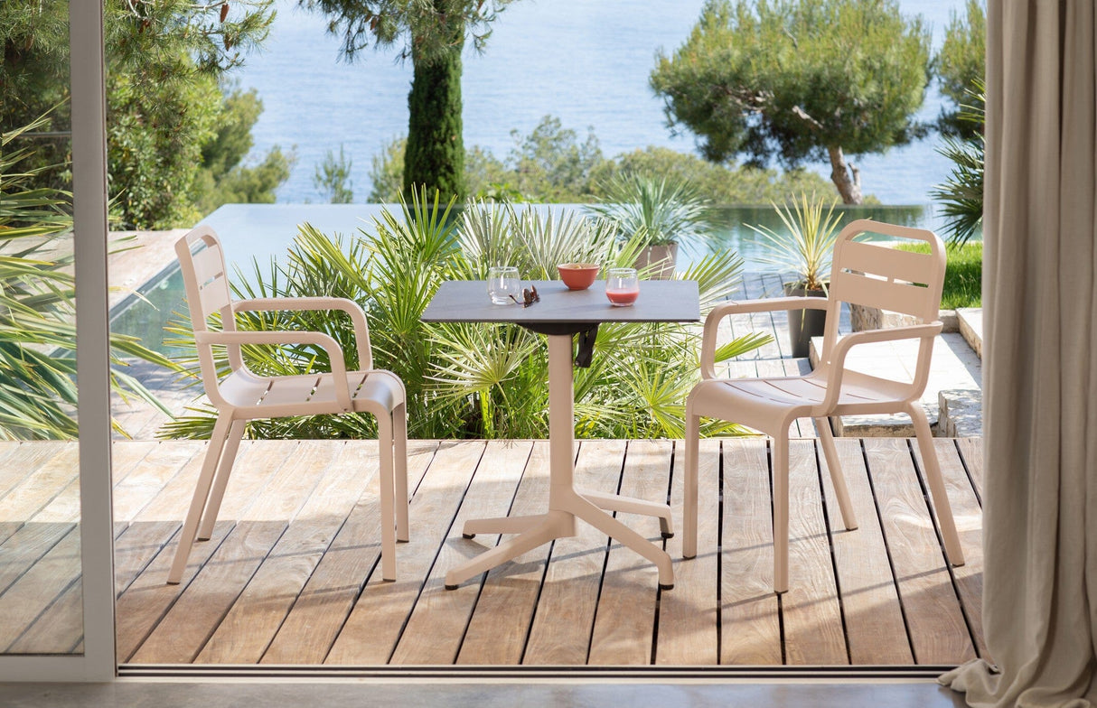 Grosfillex Cannes GX2.0 Pied Bistro résine synthétique central rabattable et encastrable