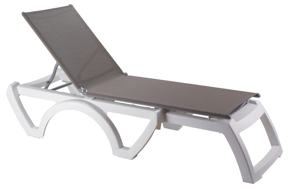 Grosfillex Jamaïca Bain de soleil empilable Blanc / T21 Taupe