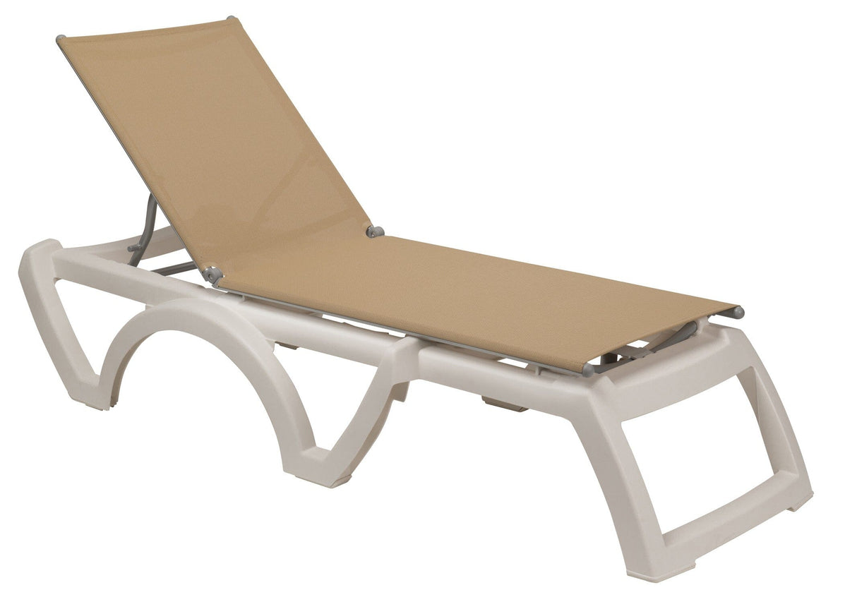 Grosfillex Jamaïca Bain de soleil empilable Blanc / T23 Beige Dune