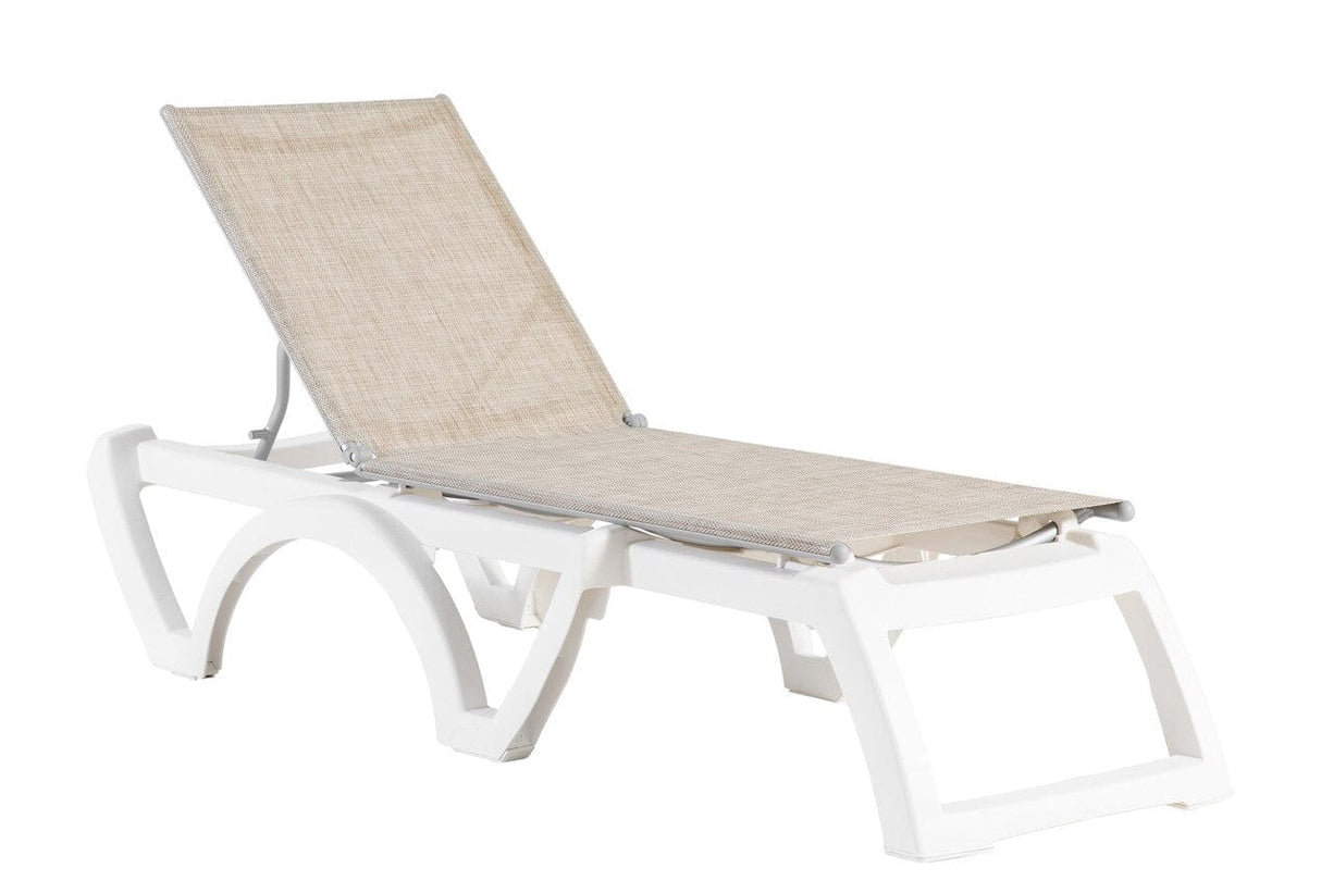 Grosfillex Jamaïca Bain de soleil empilable Blanc / T42 Straw