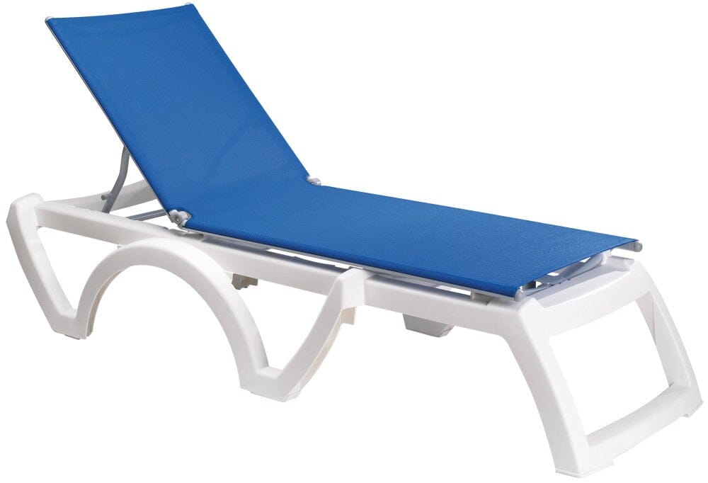 Grosfillex Jamaïca Bain de soleil empilable Blanc / T5 Bleu