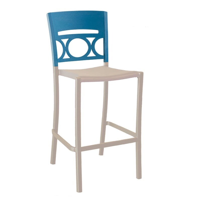 Grosfillex Moon Chaise haute de bar Bleu Orage / Lin